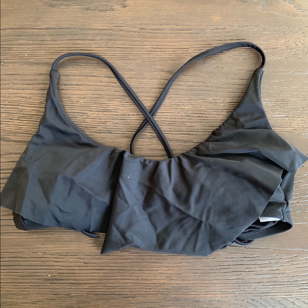 black ruffle bikini top